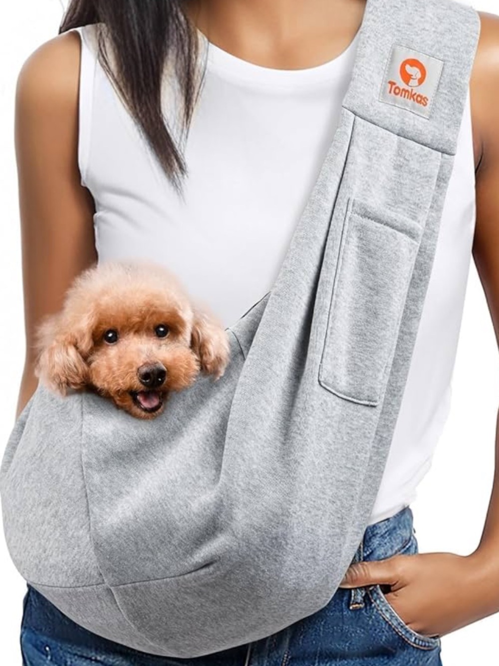 Tomkas Dark Grey Pet Sling Carrier is Designed for Transporting Small Cats &Dogs